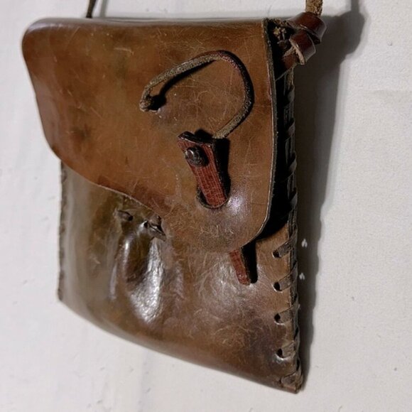 Vintage Brown Leather Shoulder Bag Purse - Picture 3 of 11